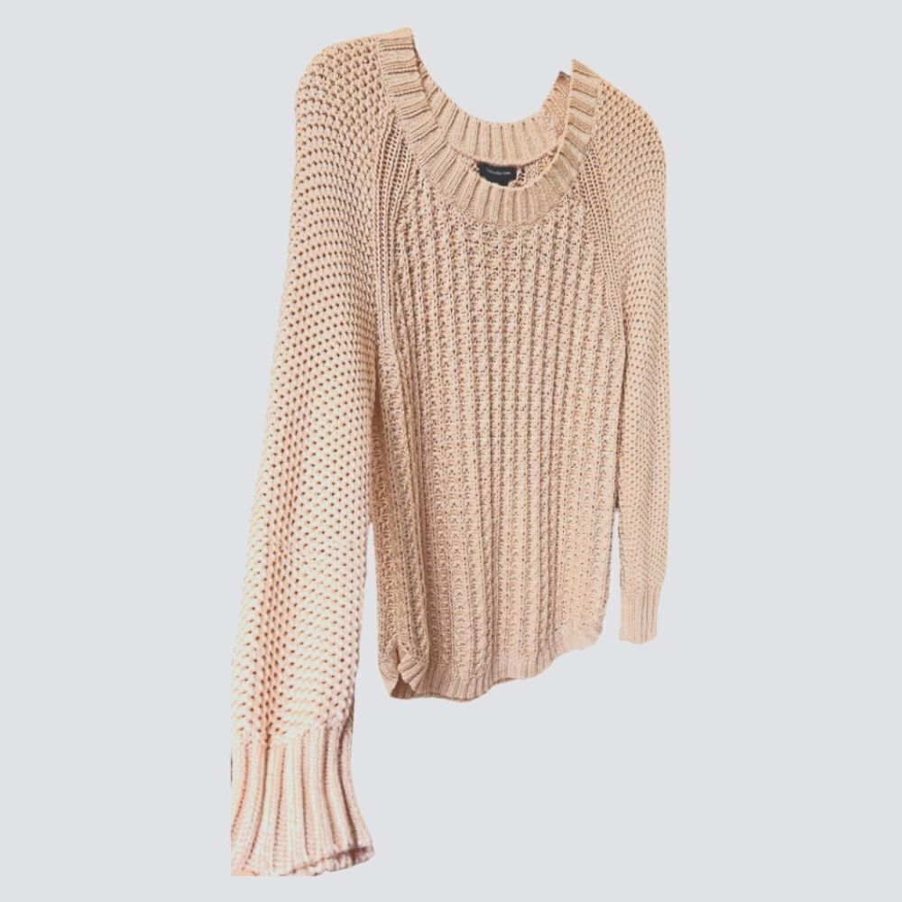 CALVIN KLEIN JEANS New Round Neck CableโKnit Pink Rose Sweater SIZE Large - Picture 6 of 12